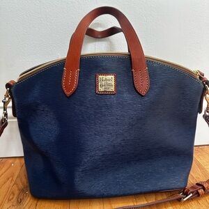 Dooney & Bourke Dark Blue Satchel with Brown Accents